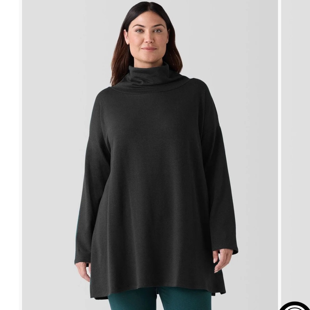 Eileen fisher cozy brushed terry funnel neck top